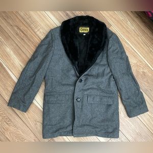 Vintage Cresco Mens Grey Faux Fur Lined Coat Size 36